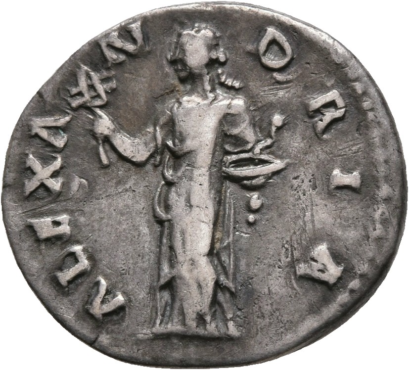 RIC II, Part 3 (second edition) Hadrian 1502 Hadrian reverse, Alexandria standing left, holding sistrum and bowl containin...