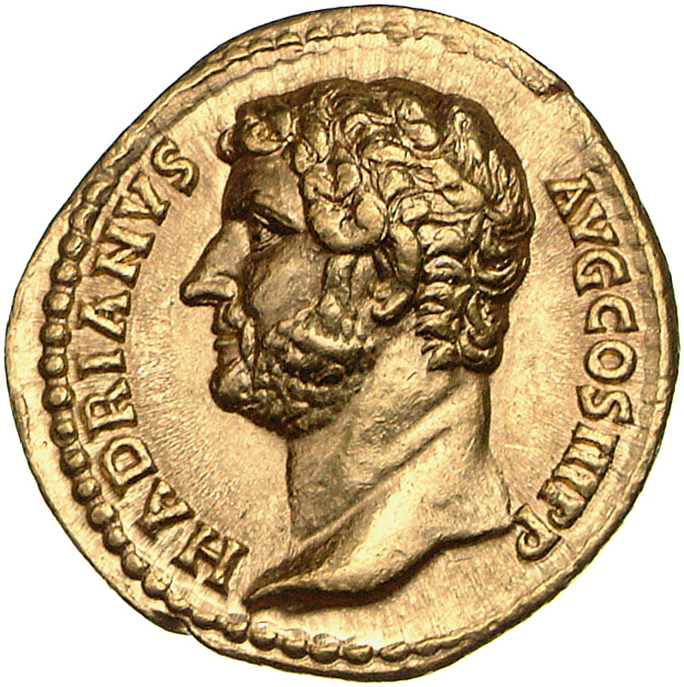 RIC II, Part 3 (second edition) Hadrian 1530 Hadrian obverse, Head of Hadrian, left