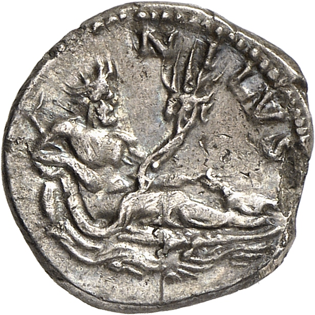 RIC II, Part 3 (second edition) Hadrian 1544 Hadrian reverse, Nilus reclining right, holding reed and cornucopia; in water...