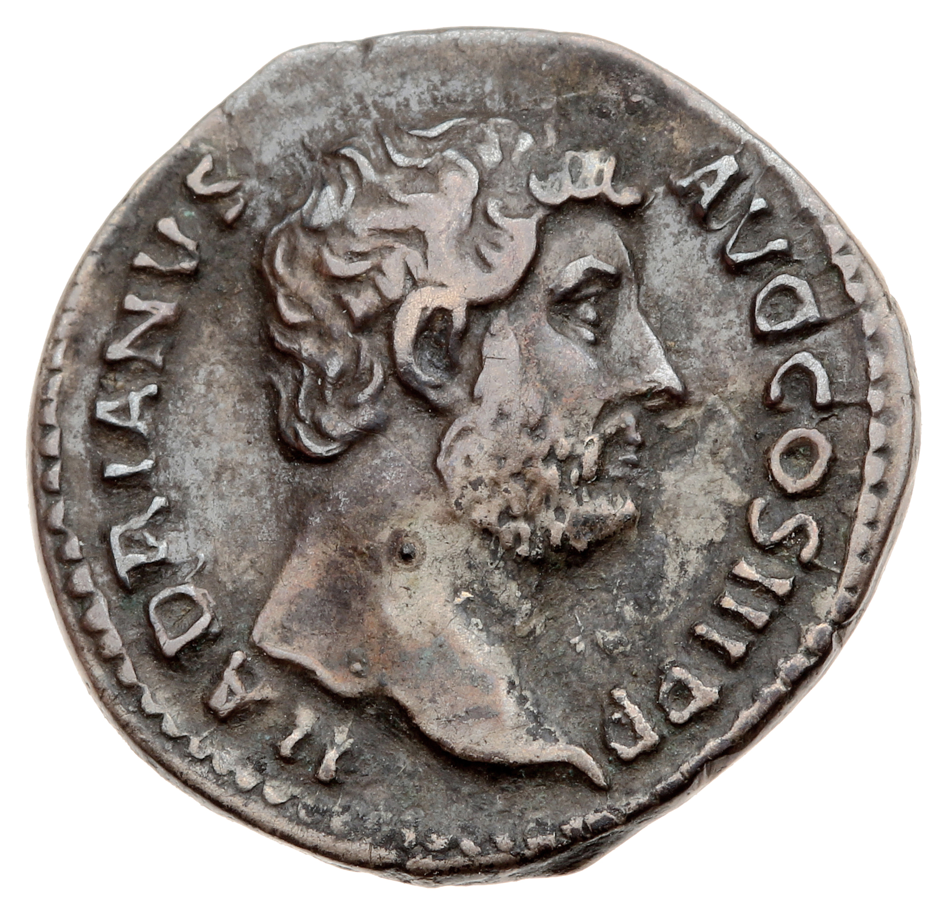 RIC II, Part 3 (second edition) Hadrian 1544 Hadrian obverse, Head of Hadrian, right