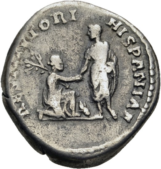 RIC II, Part 3 (second edition) Hadrian 1580 Hadrian reverse, Hadrian standing left, holding scroll and raising kneeling H...