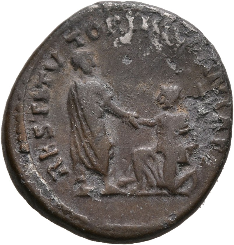 RIC II, Part 3 (second edition) Hadrian 1584 Hadrian reverse, Hadrian standing right, holding scroll and raising kneeling ...