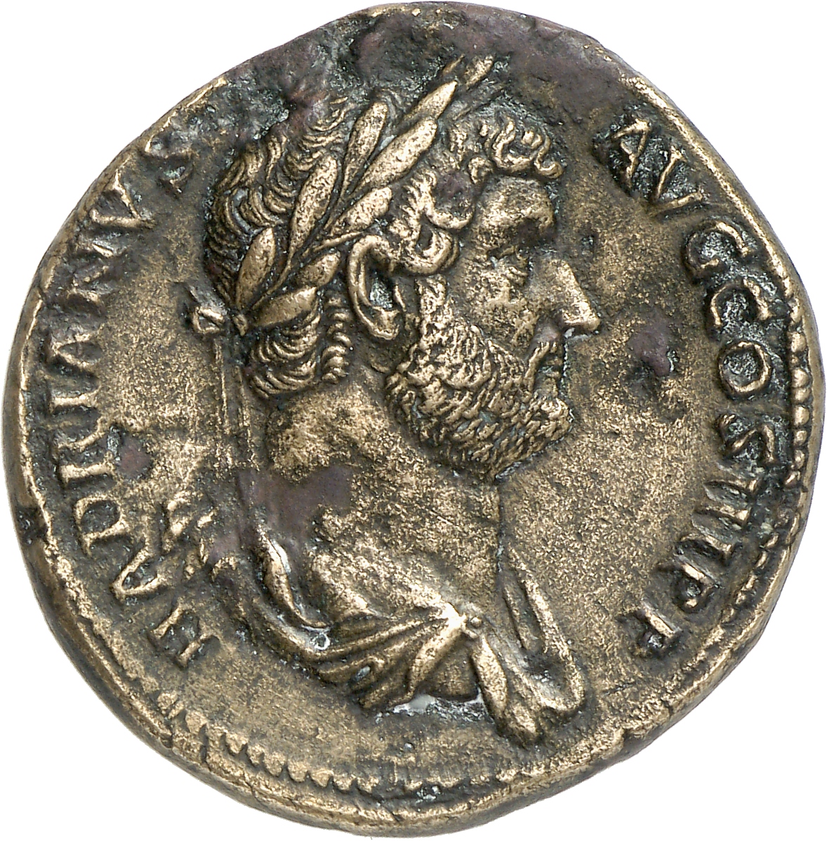 RIC II, Part 3 (second edition) Hadrian 1594 Hadrian obverse, Bust of Hadrian, laureate, draped, right, viewed from rear o...