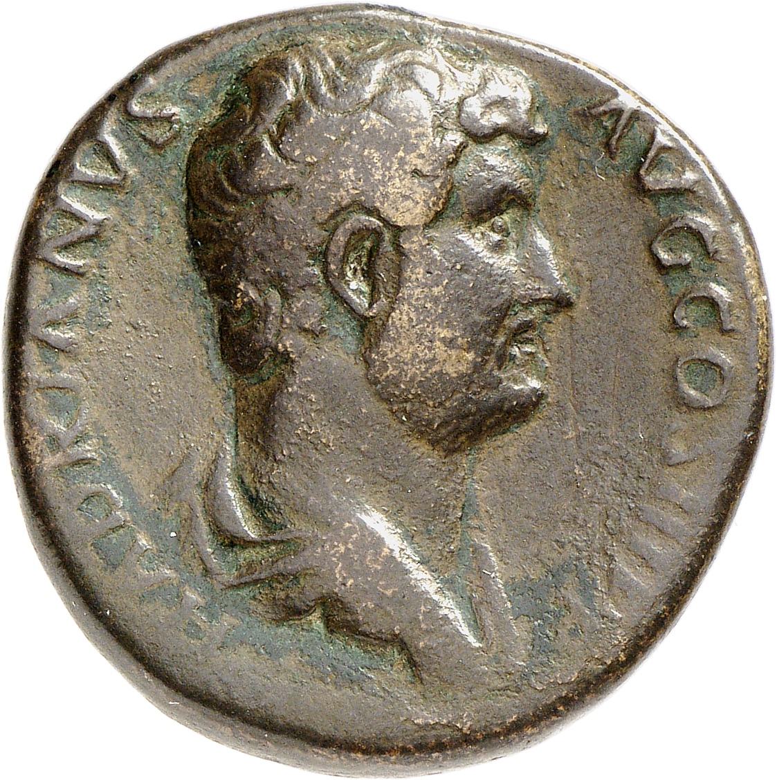 RIC II, Part 3 (second edition) Hadrian 1595 Hadrian obverse, Bust of Hadrian, draped, right, viewed from rear or side