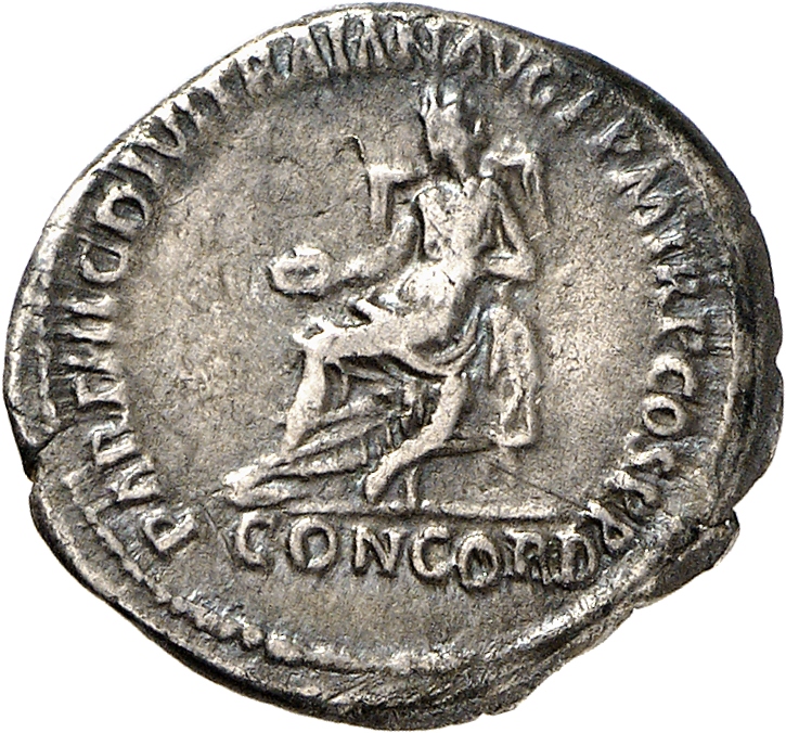 RIC II, Part 3 (second edition) Hadrian 16 Hadrian reverse, Concordia seated left on throne, holding patera and resting on...