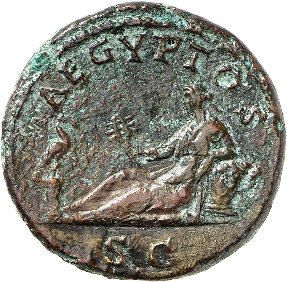RIC II, Part 3 (second edition) Hadrian 1603 Hadrian reverse, Aegyptos reclining left, holding sistrum and resting on frui...