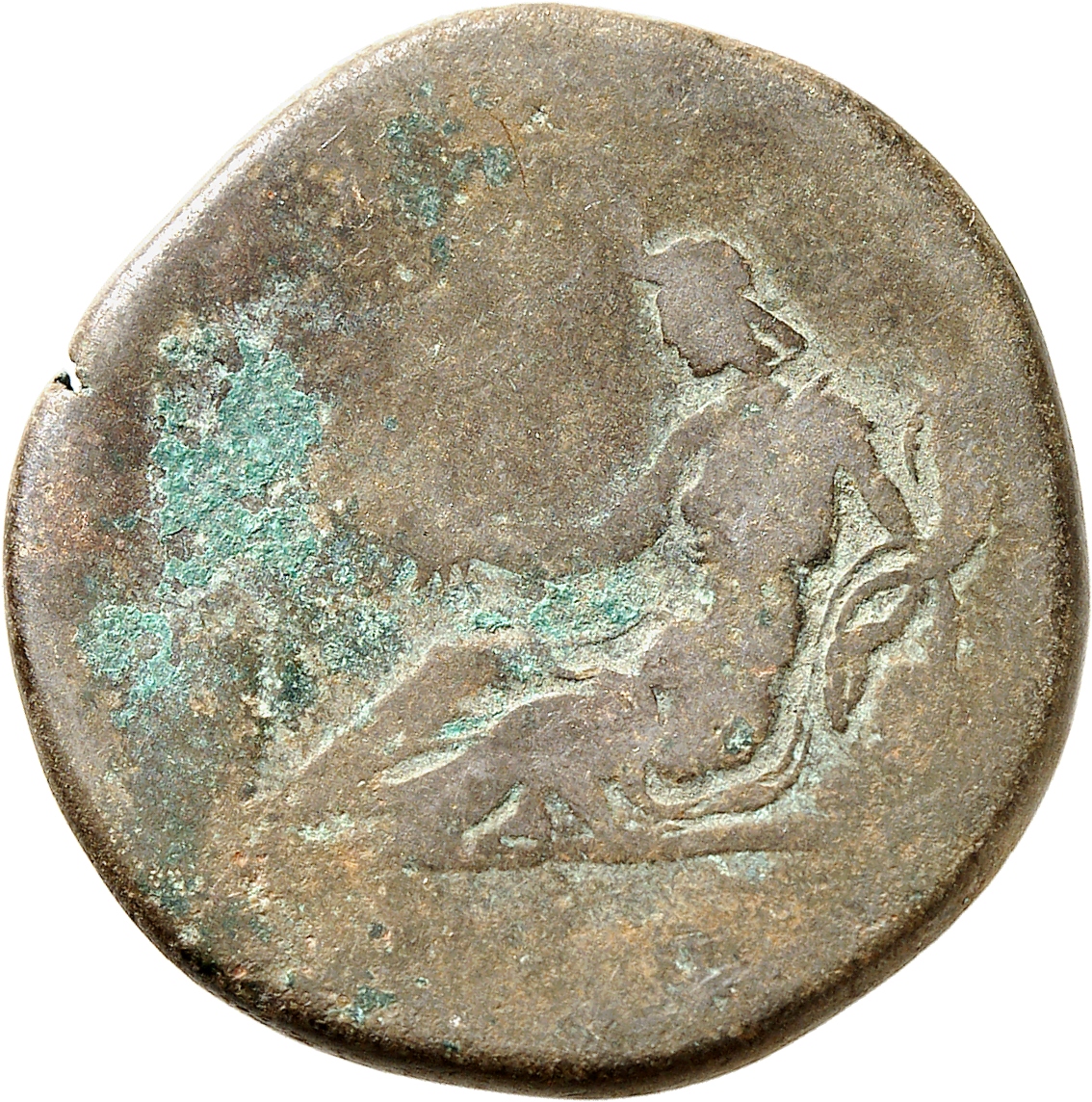 RIC II, Part 3 (second edition) Hadrian 1608-1612 Hadrian reverse, Africa, wearing elephant scalp, reclining left, holding...
