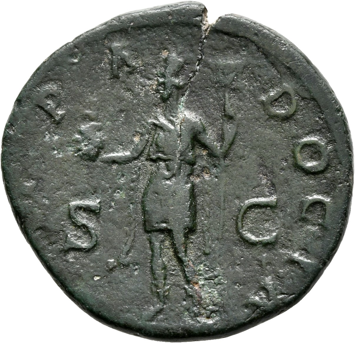 RIC II, Part 3 (second edition) Hadrian 1643 Hadrian reverse, Cappadocia, turreted, standing left, holding Mount Argaeus a...