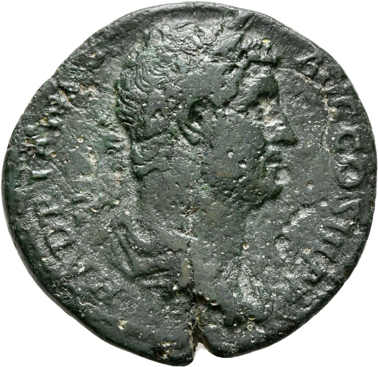 RIC II, Part 3 (second edition) Hadrian 1643 Hadrian obverse, Bust of Hadrian, laureate, draped, right, viewed from rear o...
