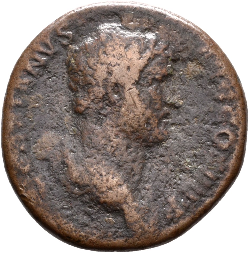 RIC II, Part 3 (second edition) Hadrian 1658 Hadrian obverse, Bust of Hadrian, laureate, draped, right, viewed from rear o...