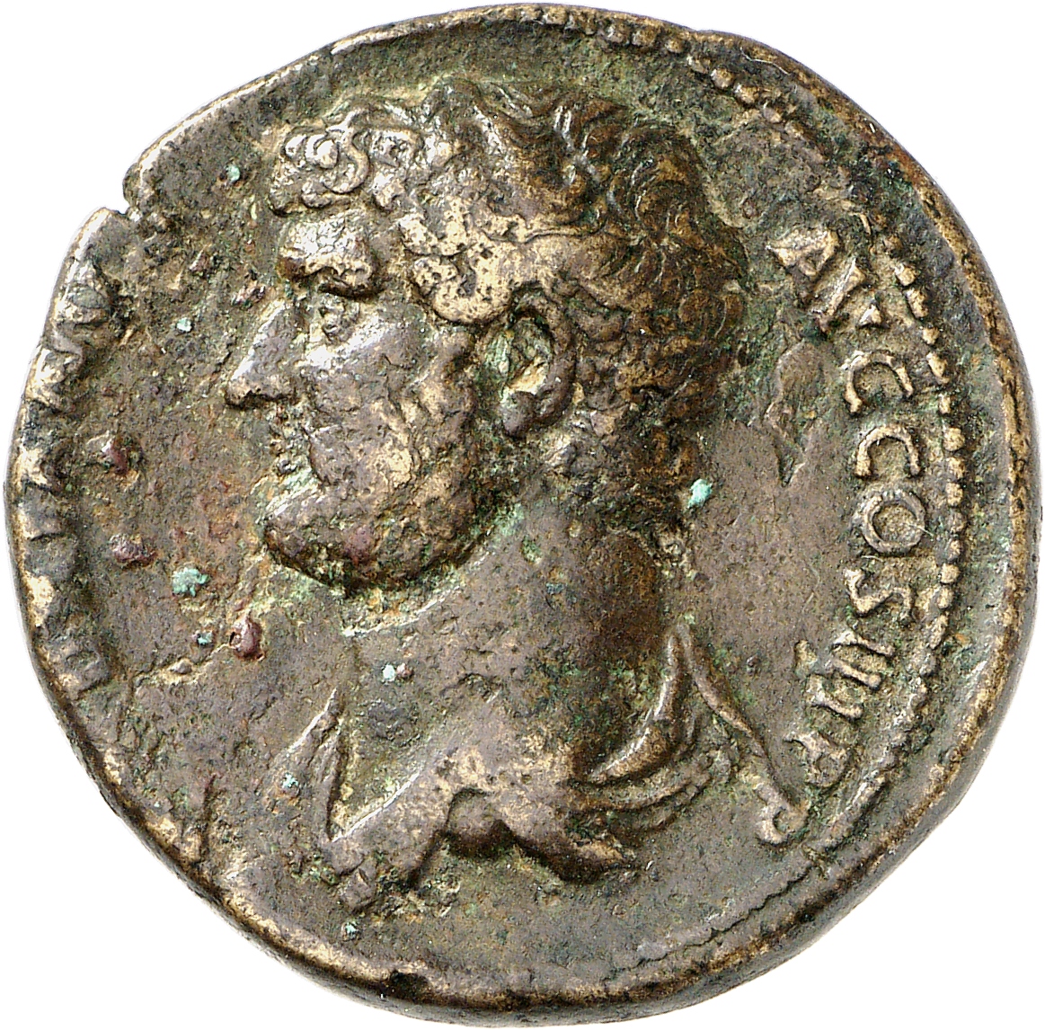 RIC II, Part 3 (second edition) Hadrian 1666 Hadrian obverse, Bust of Hadrian, draped, left, viewed from rear or side