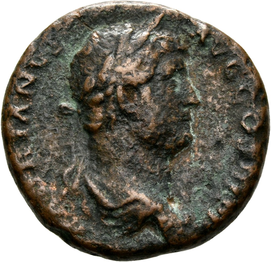 RIC II, Part 3 (second edition) Hadrian 1671 Hadrian obverse, Bust of Hadrian, laureate, draped, right, viewed from rear o...