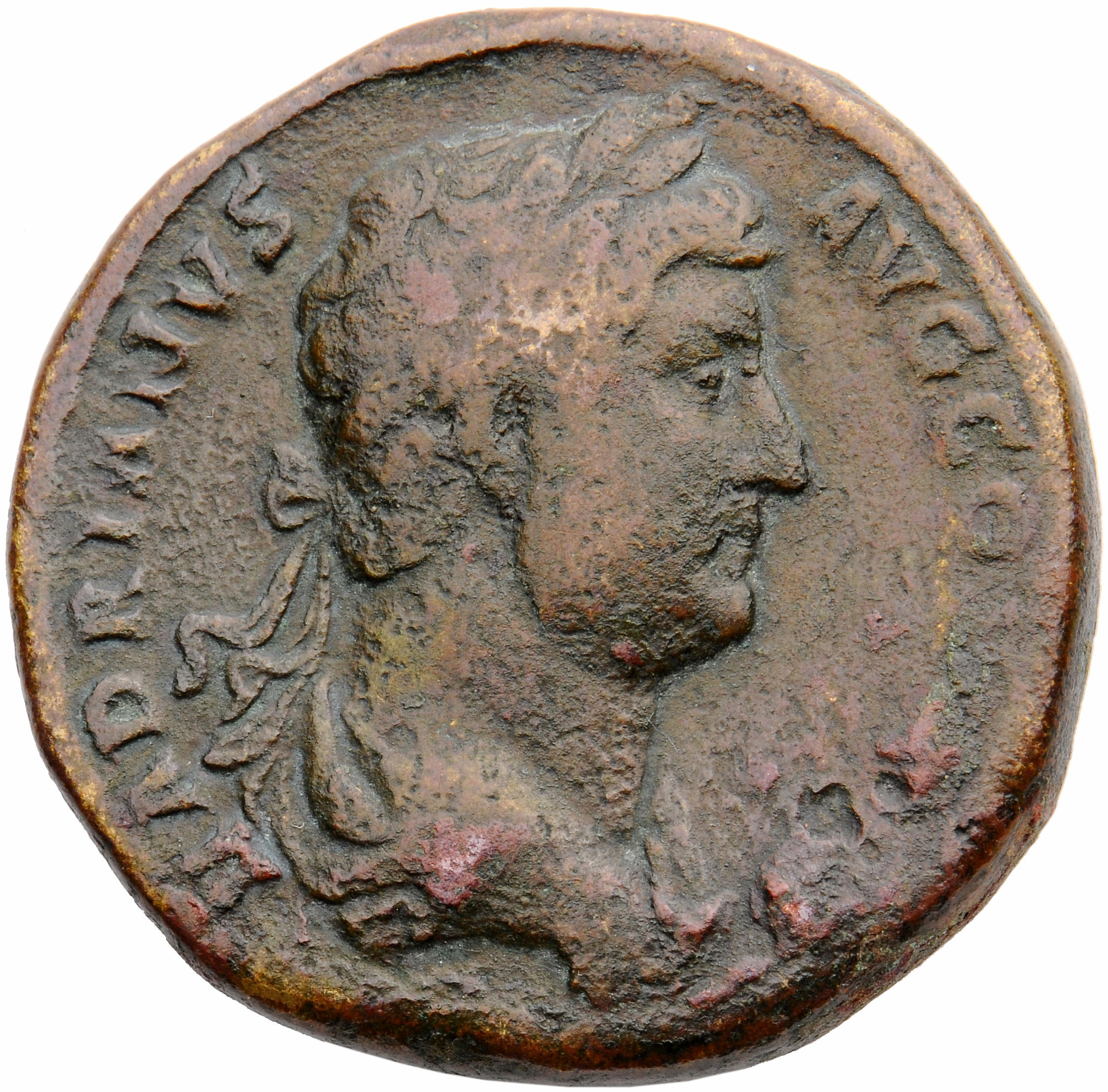RIC II, Part 3 (second edition) Hadrian 1697 Hadrian obverse, Bust of Hadrian, laureate, draped, right, viewed from rear o...
