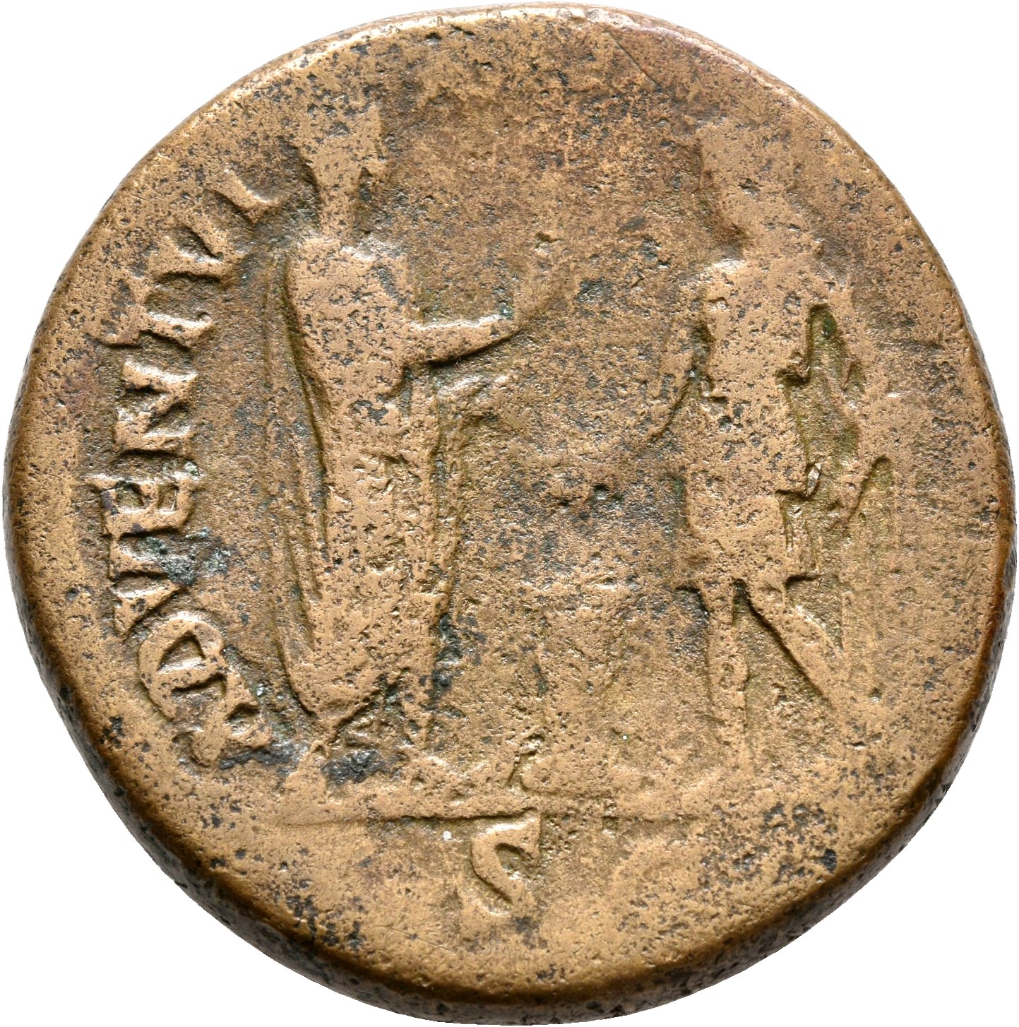 RIC II, Part 3 (second edition) Hadrian 1734 Hadrian reverse, Hadrian standing right, raising hand and holding scroll; fac...