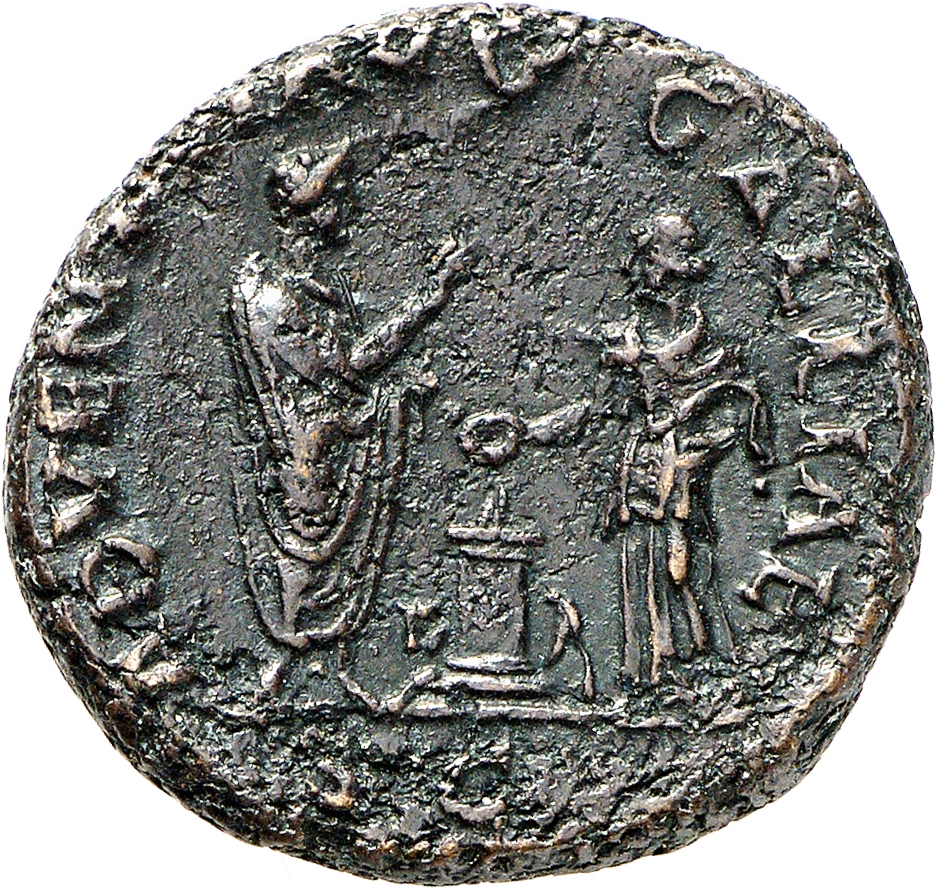 RIC II, Part 3 (second edition) Hadrian 1750 Hadrian reverse, Hadrian standing right, raising hand and holding scroll; fac...