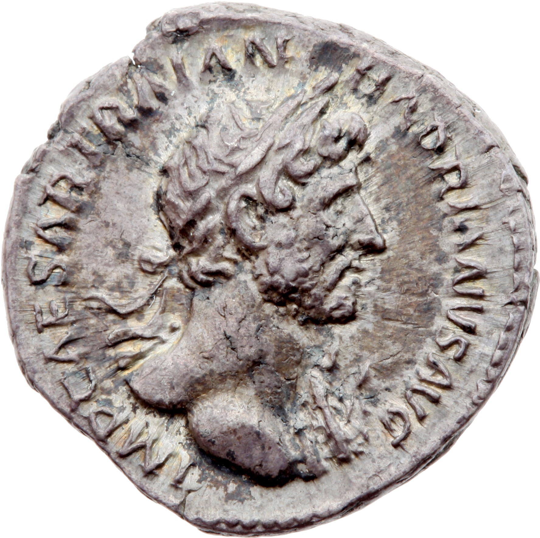 RIC II, Part 3 (second edition) Hadrian 176 Hadrian obverse, Bust of Hadrian, laureate, bare chest, traces of drapery on f...
