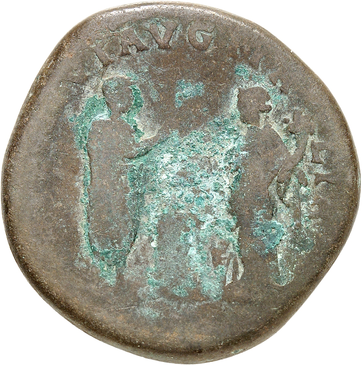 RIC II, Part 3 (second edition) Hadrian 1760 Hadrian reverse, Hadrian standing right, raising hand and holding scroll; fac...