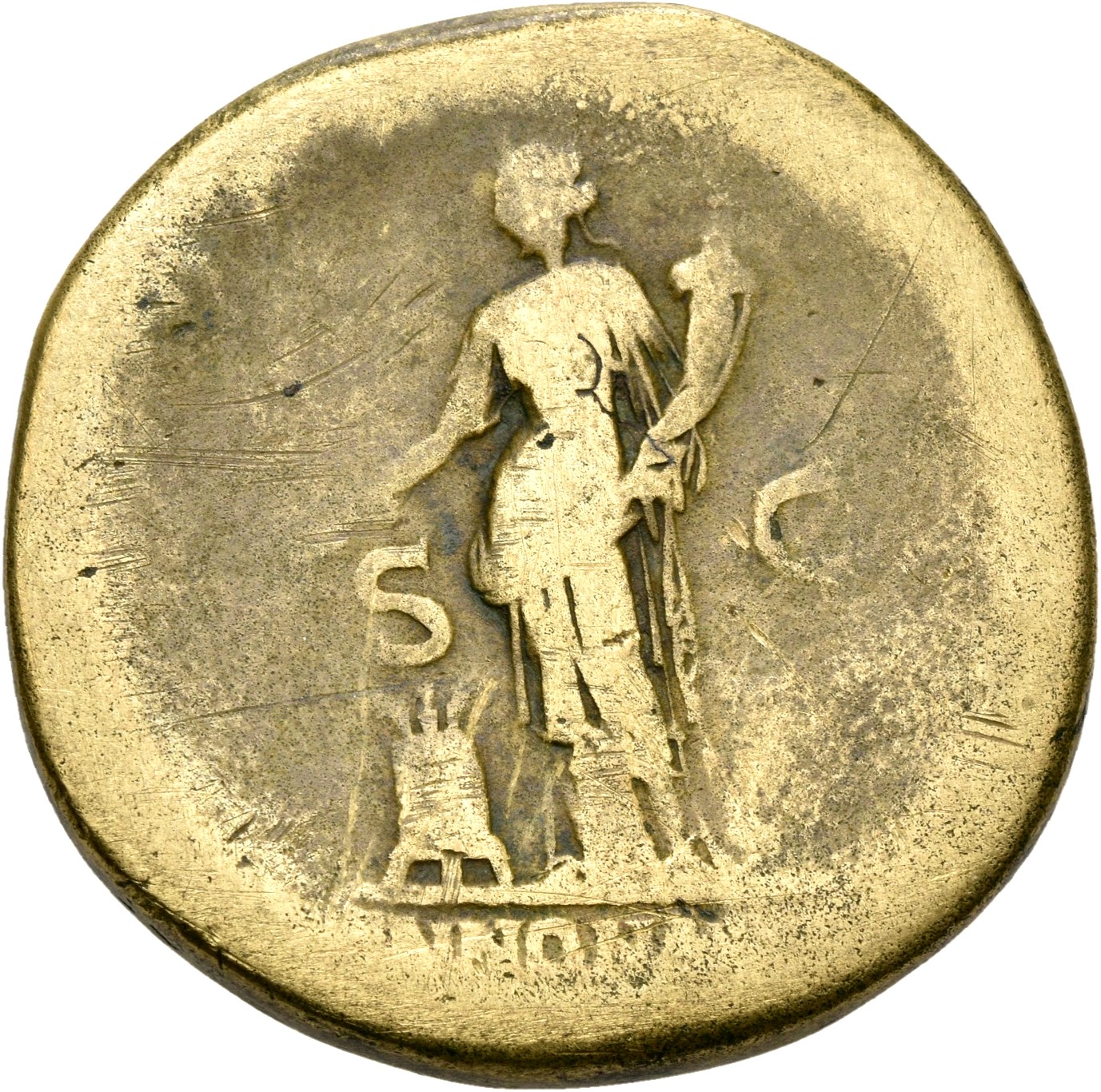 RIC II, Part 3 (second edition) Hadrian 178 Hadrian reverse, Annona standing left, holding corn ears and cornucopia; at fe...