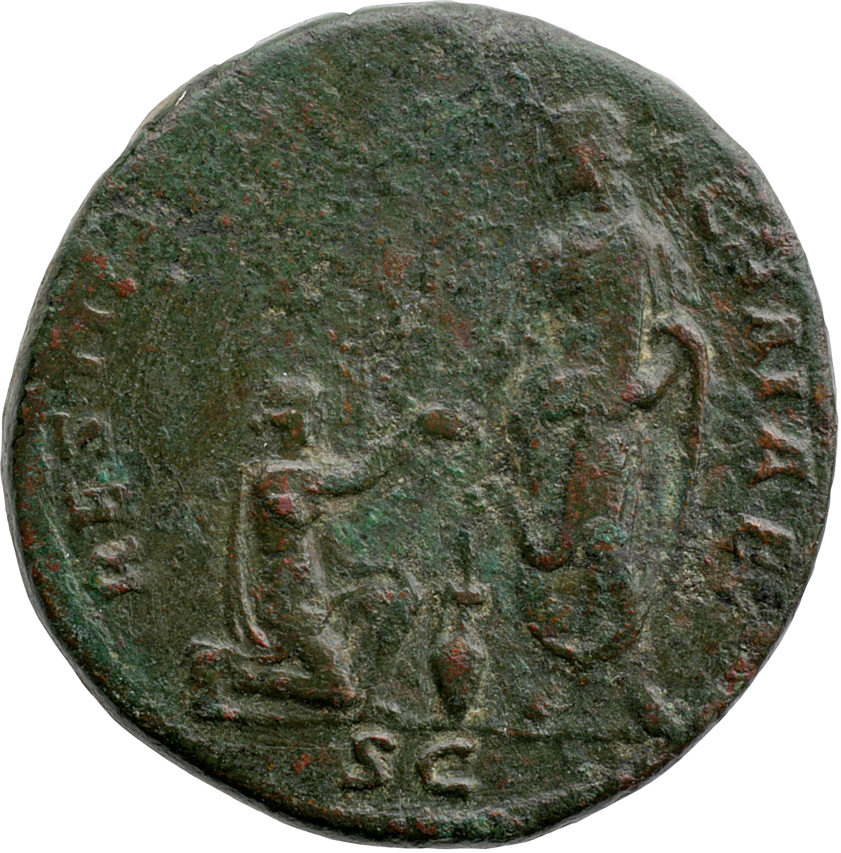 RIC II, Part 3 (second edition) Hadrian 1803 Hadrian reverse, Hadrian standing left, holding scroll and raising kneeling A...
