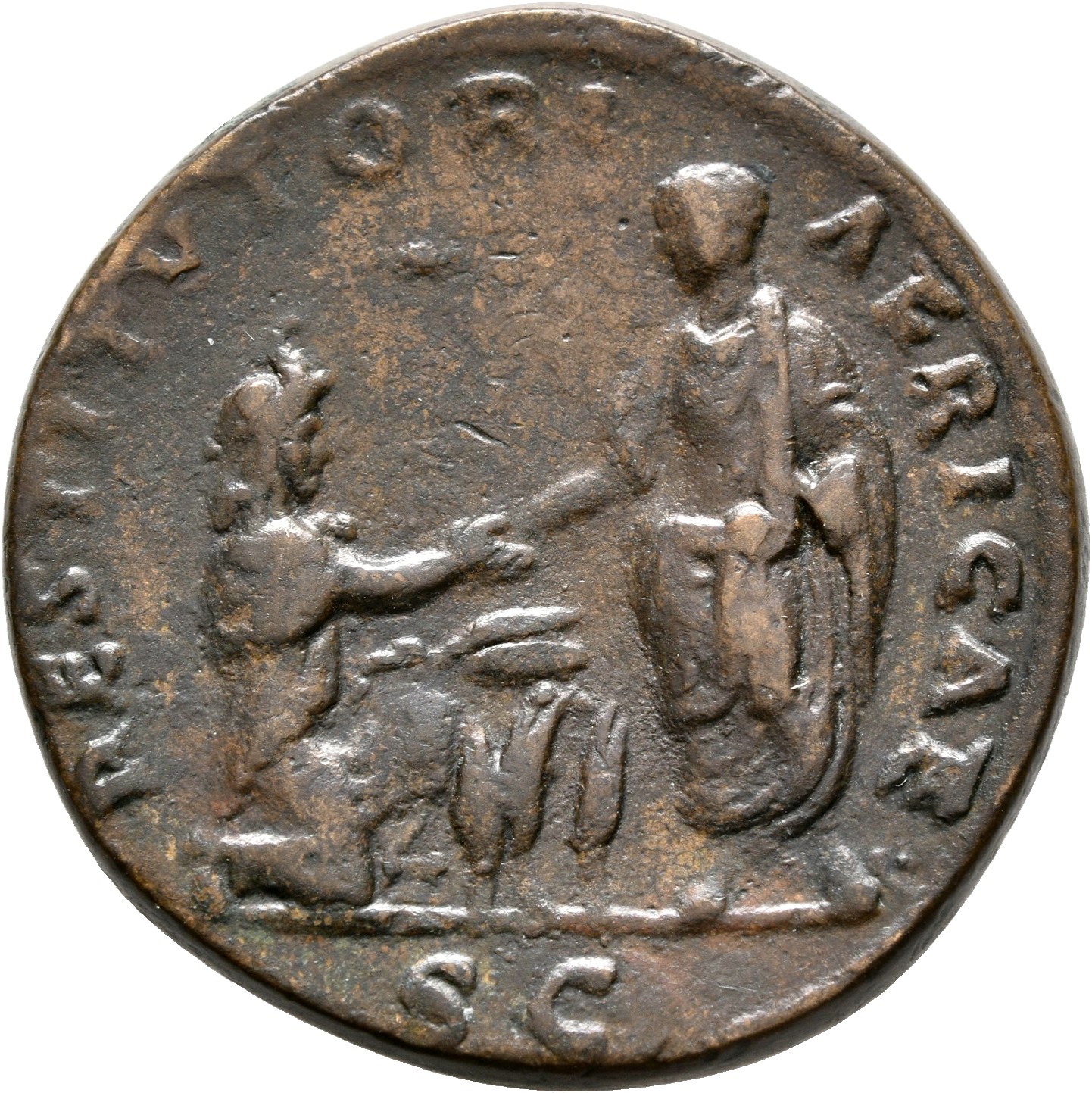 RIC II, Part 3 (second edition) Hadrian 1815 Hadrian reverse, Hadrian standing left, holding scroll and raising kneeling A...