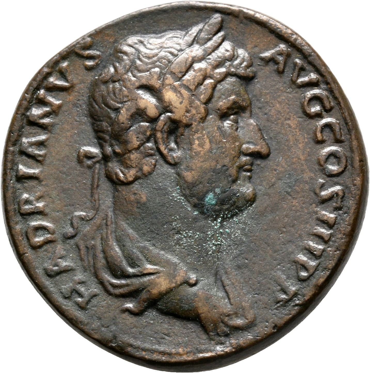 RIC II, Part 3 (second edition) Hadrian 1815 Hadrian obverse, Bust of Hadrian, laureate, draped, right, viewed from rear o...
