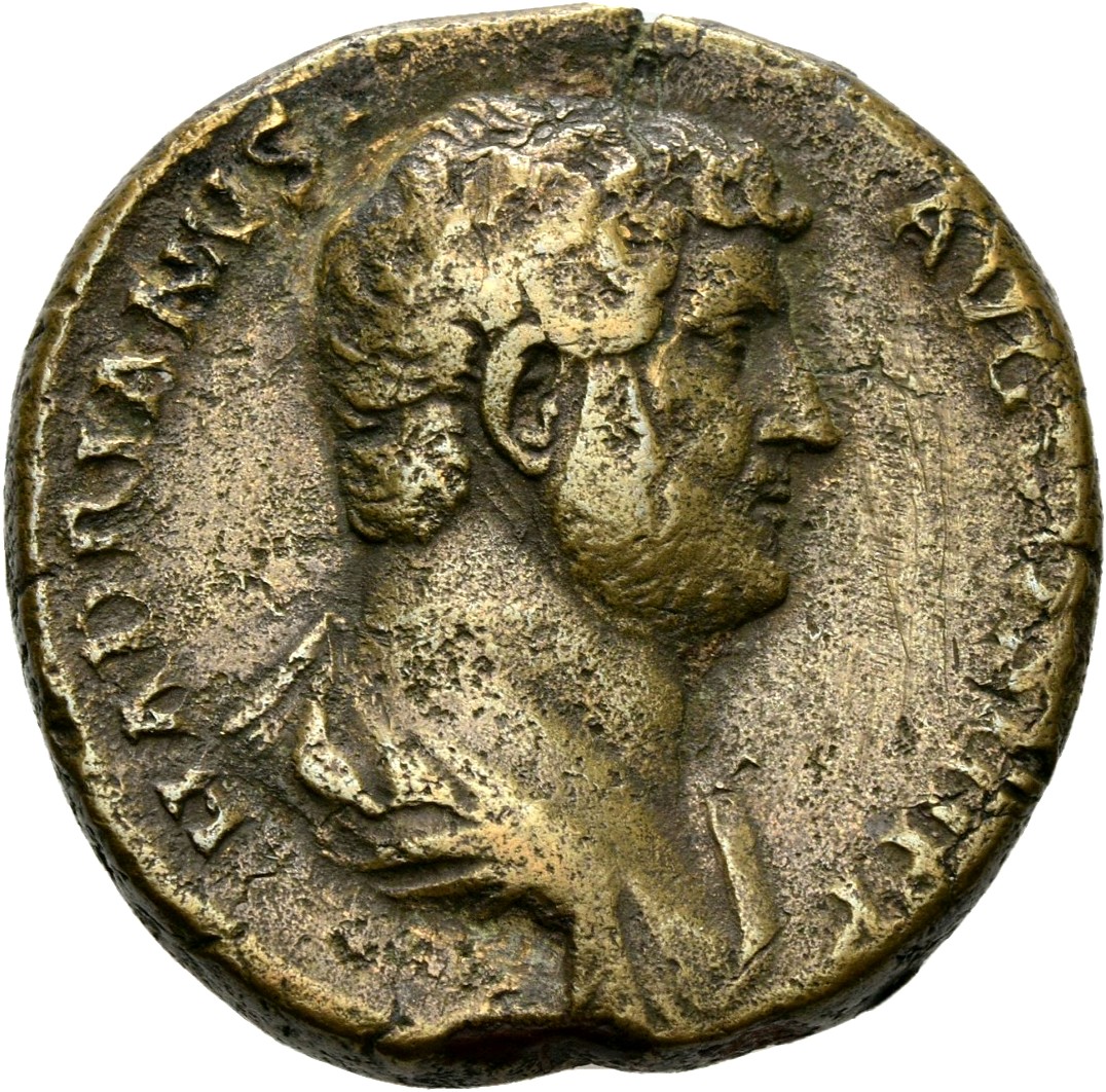 RIC II, Part 3 (second edition) Hadrian 1864 Hadrian obverse, Bust of Hadrian, laureate, draped, right, viewed from rear o...