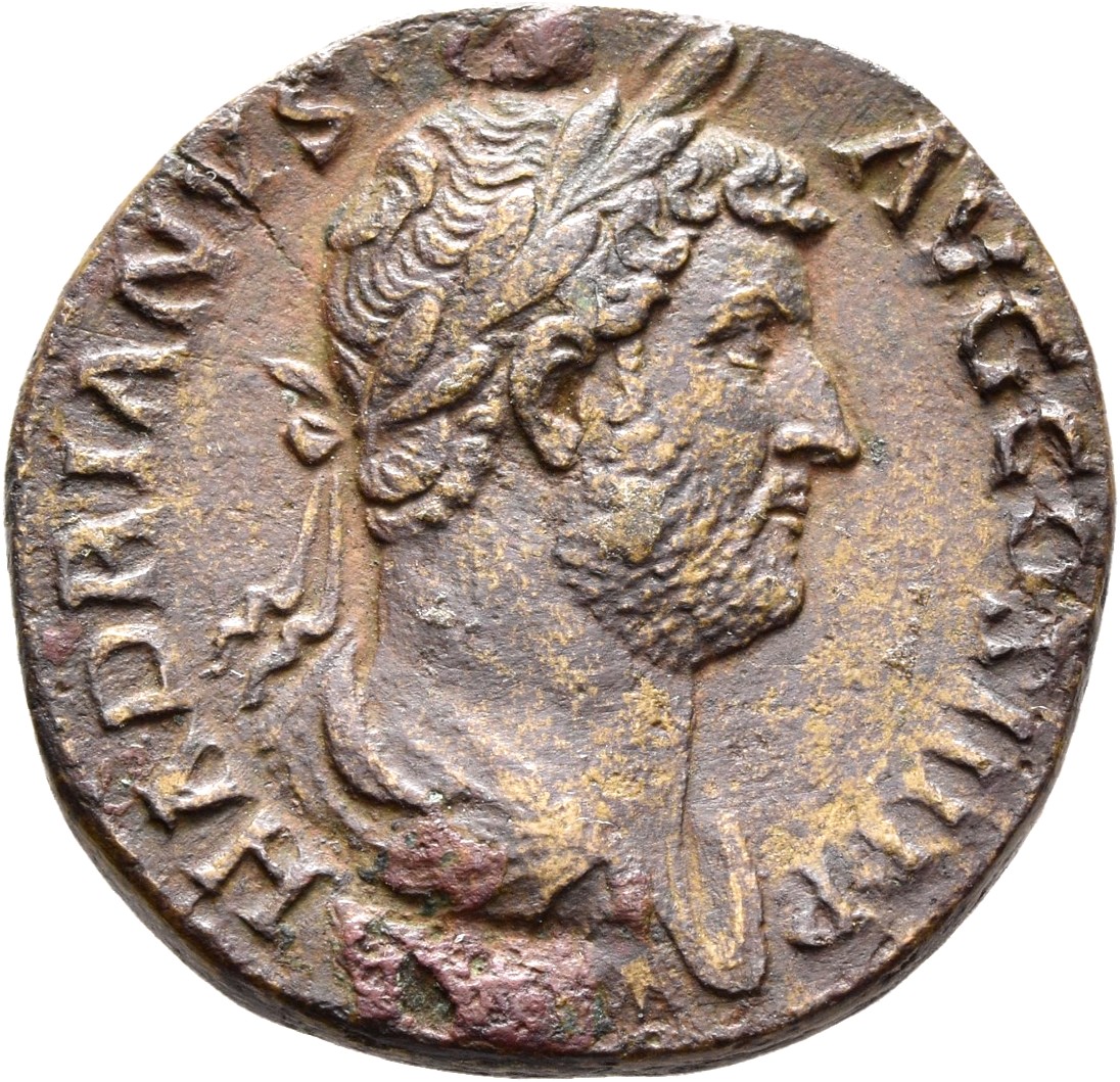 RIC II, Part 3 (second edition) Hadrian 1873 Hadrian obverse, Bust of Hadrian, laureate, draped, right, viewed from rear o...