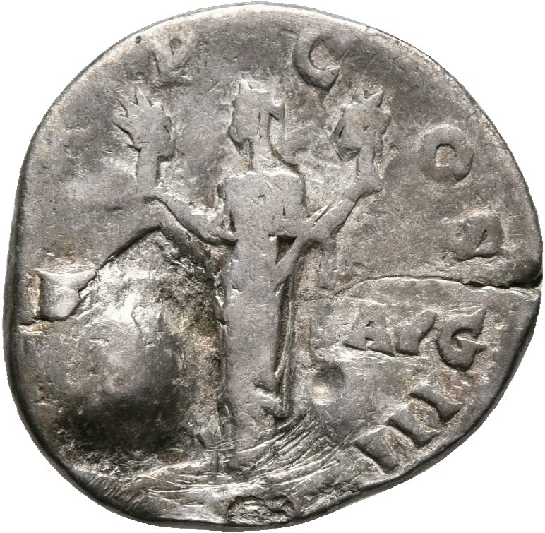 RIC II, Part 3 (second edition) Hadrian 190 Hadrian reverse, Aeternitas standing facing, head left, holding busts of the S...