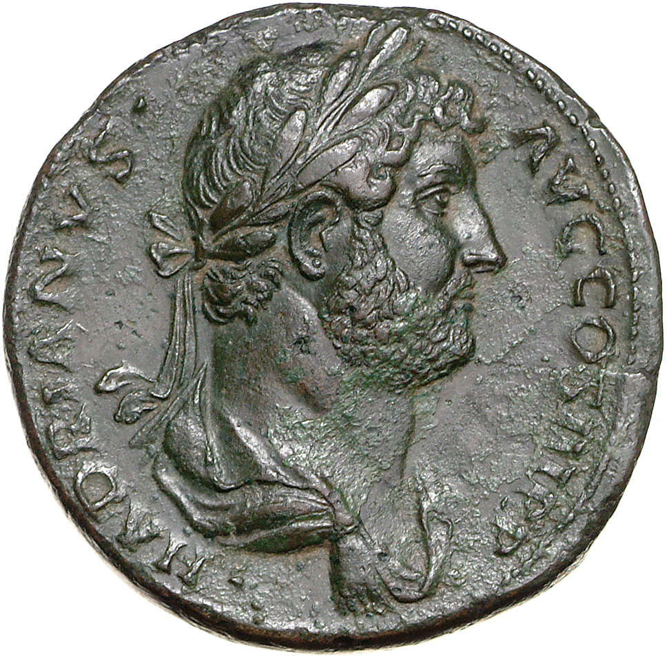 RIC II, Part 3 (second edition) Hadrian 1948 Hadrian obverse, Bust of Hadrian, laureate, draped, right, viewed from rear o...