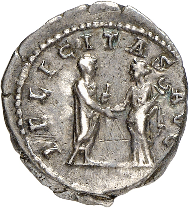 RIC II, Part 3 (second edition) Hadrian 1996 Hadrian reverse, Hadrian standing right, holding scroll and clasping hands wi...