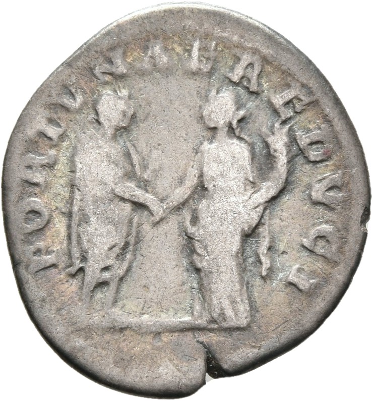 RIC II, Part 3 (second edition) Hadrian 2001 Hadrian reverse, Hadrian standing right, holding scroll and clasping hands wi...