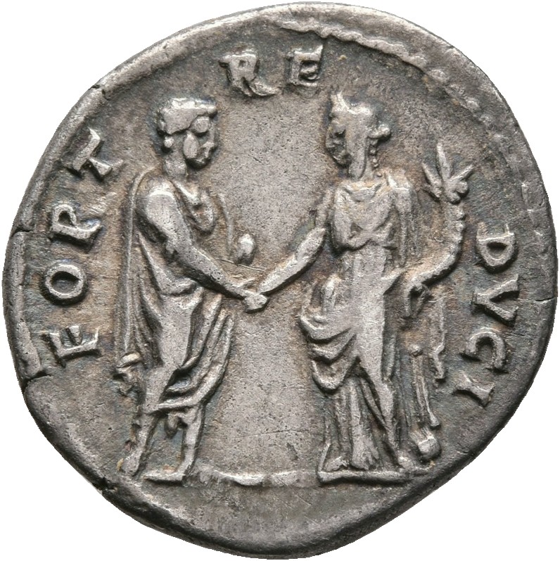 RIC II, Part 3 (second edition) Hadrian 2006 Hadrian reverse, Hadrian standing right, holding scroll and clasping hands wi...