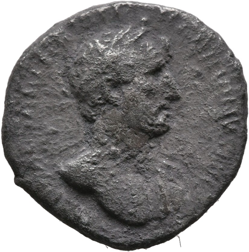 RIC II, Part 3 (second edition) Hadrian 202 Hadrian obverse, Bust of Hadrian, laureate, bare chest, traces of drapery on f...