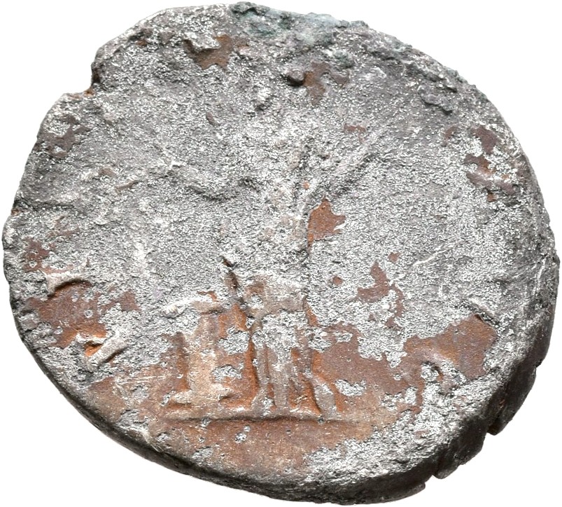 RIC II, Part 3 (second edition) Hadrian 2023 Hadrian reverse, Pietas standing left, raising both hands in prayer; beside h...