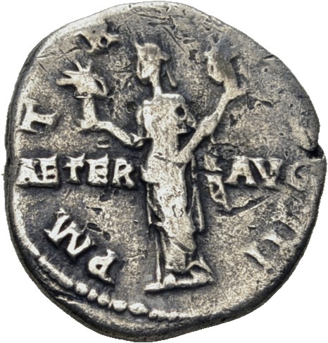 RIC II, Part 3 (second edition) Hadrian 203 Hadrian reverse, Aeternitas standing facing, head left, holding busts of the S...