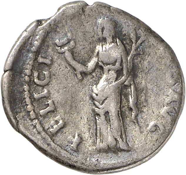 RIC II, Part 3 (second edition) Hadrian 2039 Hadrian reverse, Felicitas standing left, holding caduceus and branch