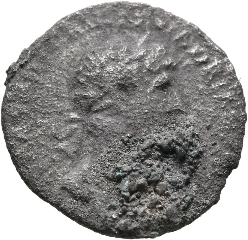 RIC II, Part 3 (second edition) Hadrian 205 Hadrian obverse, Bust of Hadrian, laureate, bare chest, traces of drapery on f...