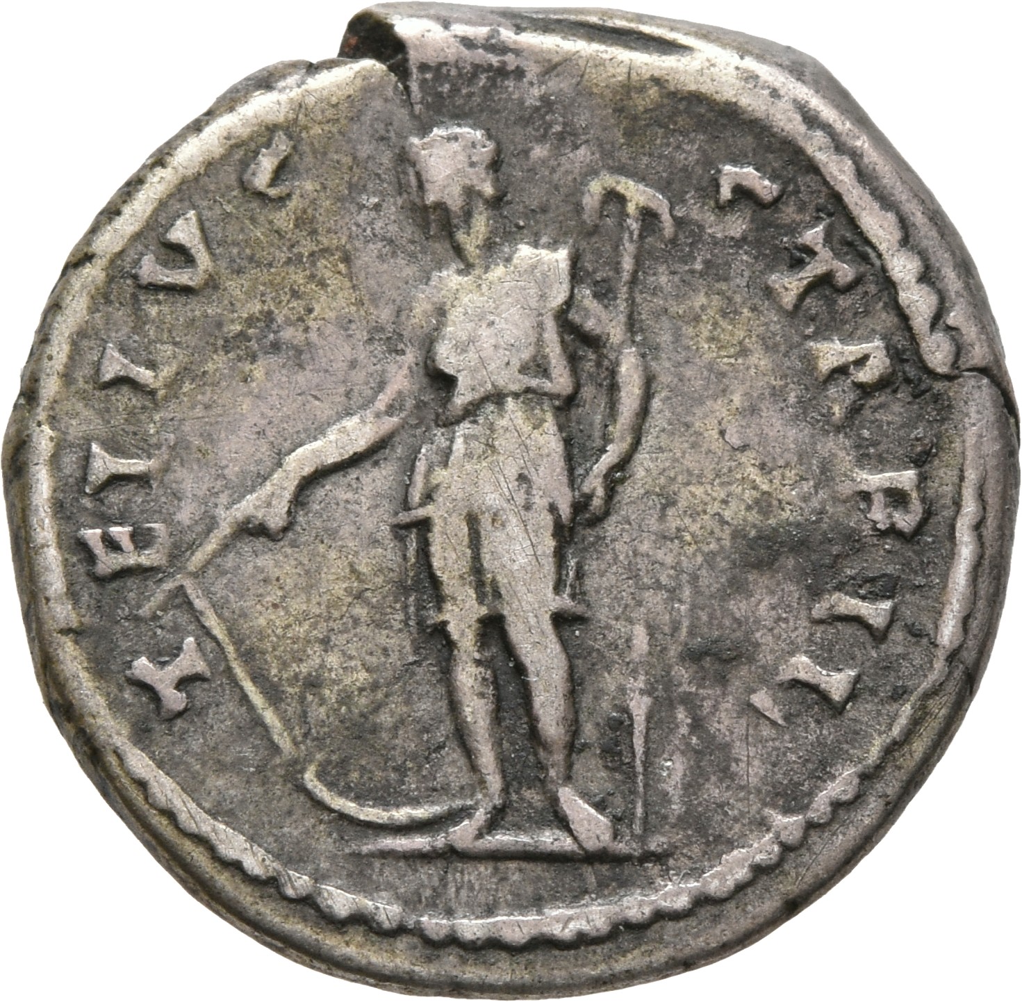RIC II, Part 3 (second edition) Hadrian 2053 Hadrian reverse, Tellus standing left, holding plough and usually hoe or rake...