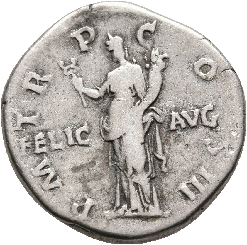 RIC II, Part 3 (second edition) Hadrian 207 Hadrian reverse, Felicitas, standing left, holding caduceus and cornucopia
