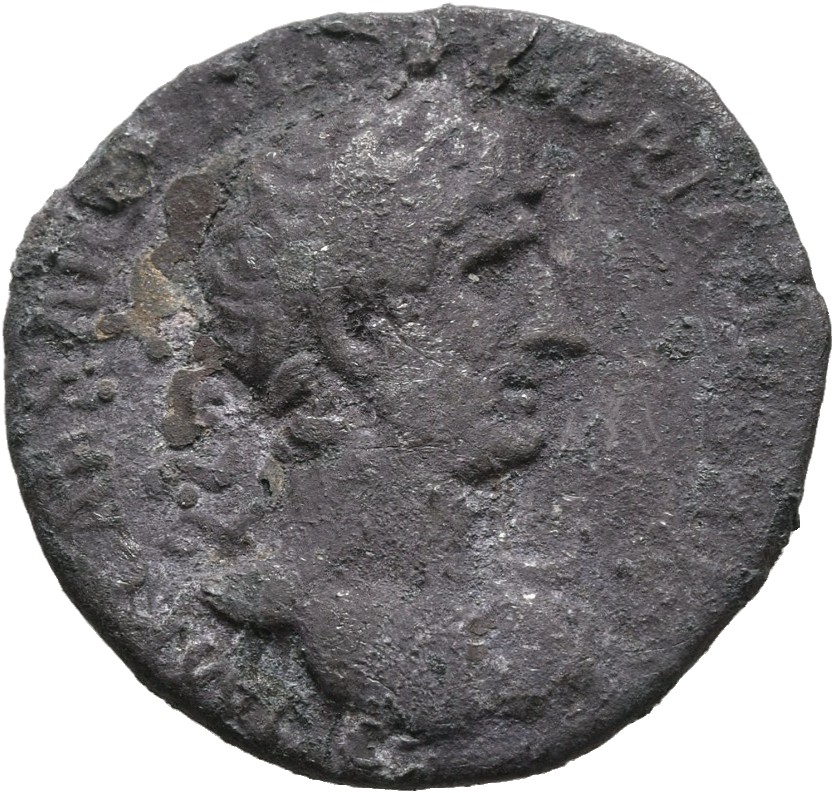 RIC II, Part 3 (second edition) Hadrian 207 Hadrian obverse, Bust of Hadrian, laureate, bare chest, traces of drapery on f...
