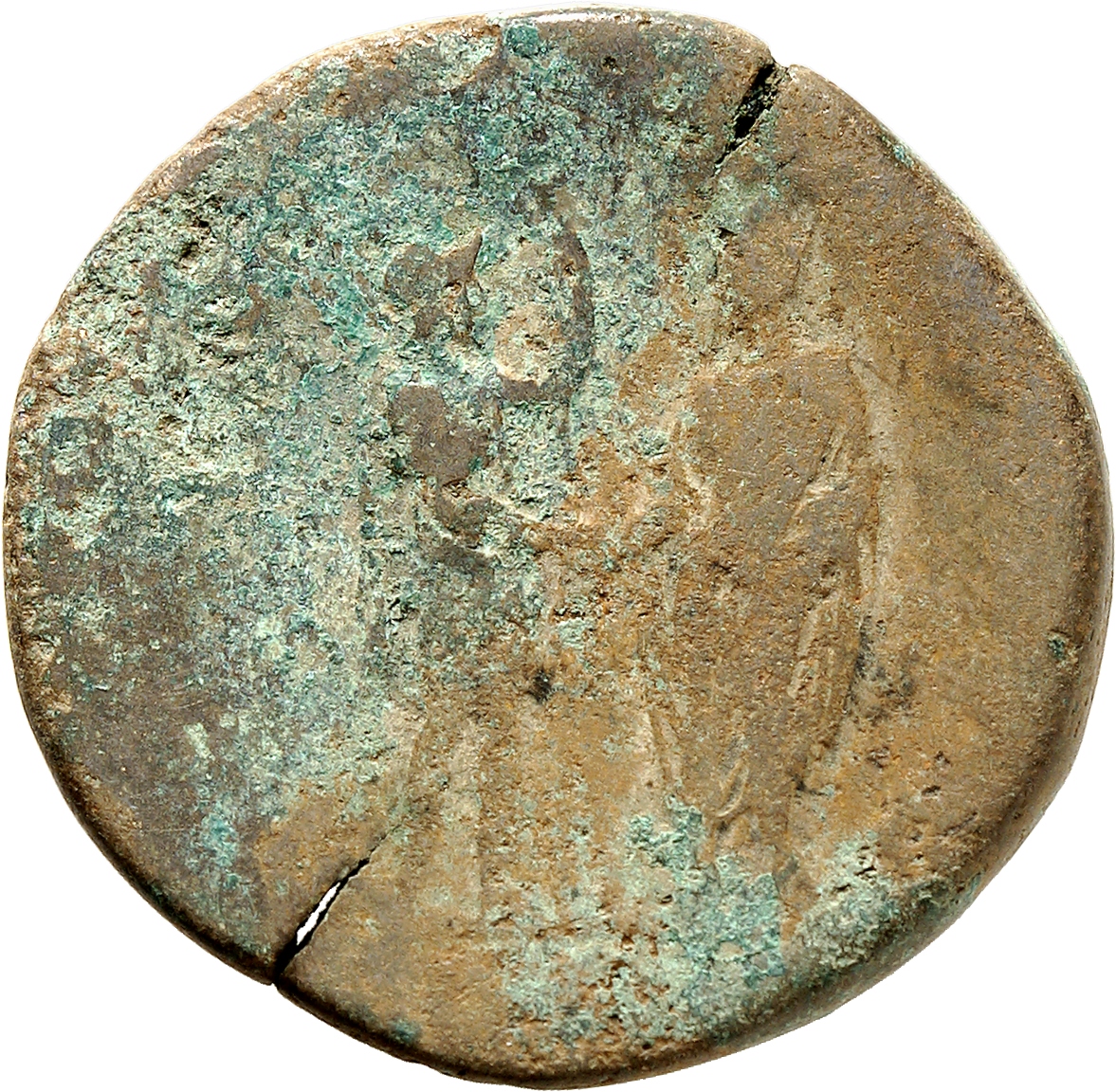 RIC II, Part 3 (second edition) Hadrian 2070 Hadrian reverse, Roma standing right, holding spear and greeting Hadrian, sta...