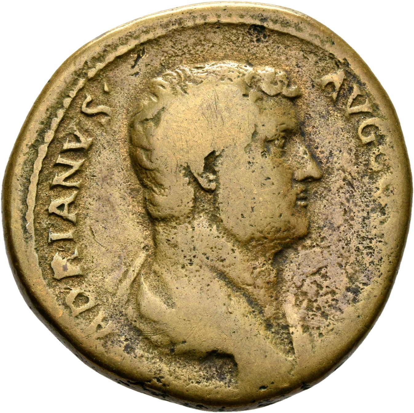 RIC II, Part 3 (second edition) Hadrian 2071 Hadrian obverse, Bust of Hadrian, draped, right, viewed from rear or side