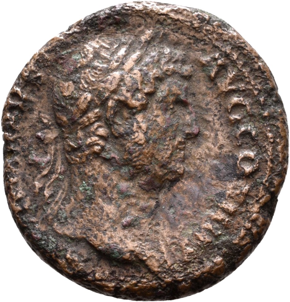 RIC II, Part 3 (second edition) Hadrian 2092 Hadrian obverse, Bust of Hadrian, laureate, draped, right, viewed from rear o...