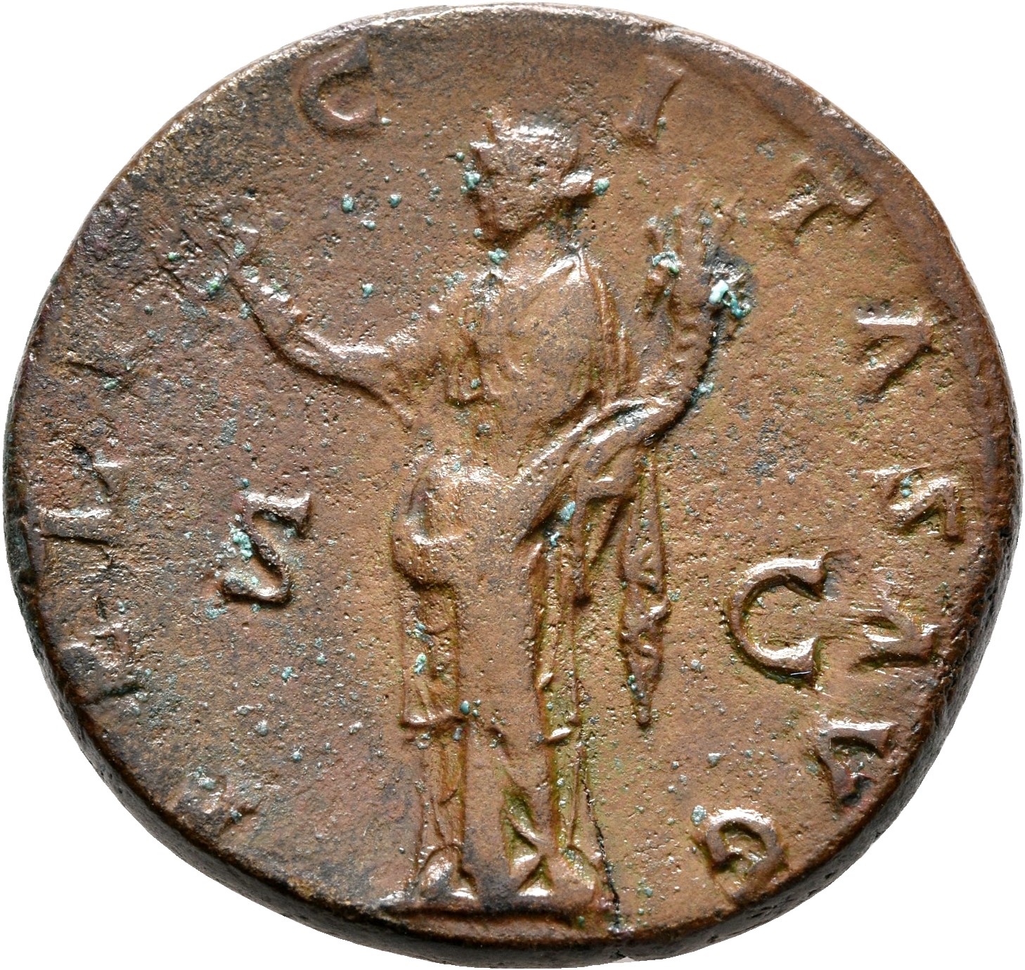 RIC II, Part 3 (second edition) Hadrian 2109 Hadrian reverse, Felicitas standing left, holding caduceus and cornucopia
