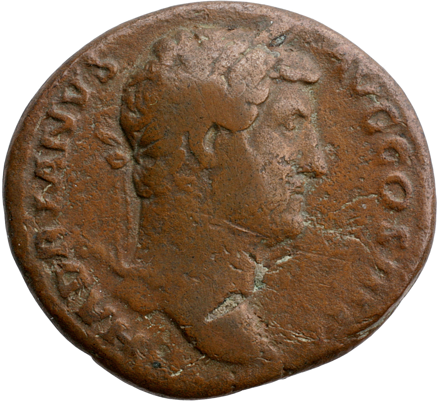 RIC II, Part 3 (second edition) Hadrian 2143 Hadrian obverse, Head of Hadrian, laureate, right