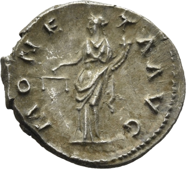 RIC II, Part 3 (second edition) Hadrian 2224 Hadrian reverse, Moneta standing left, holding scales and cornucopia
