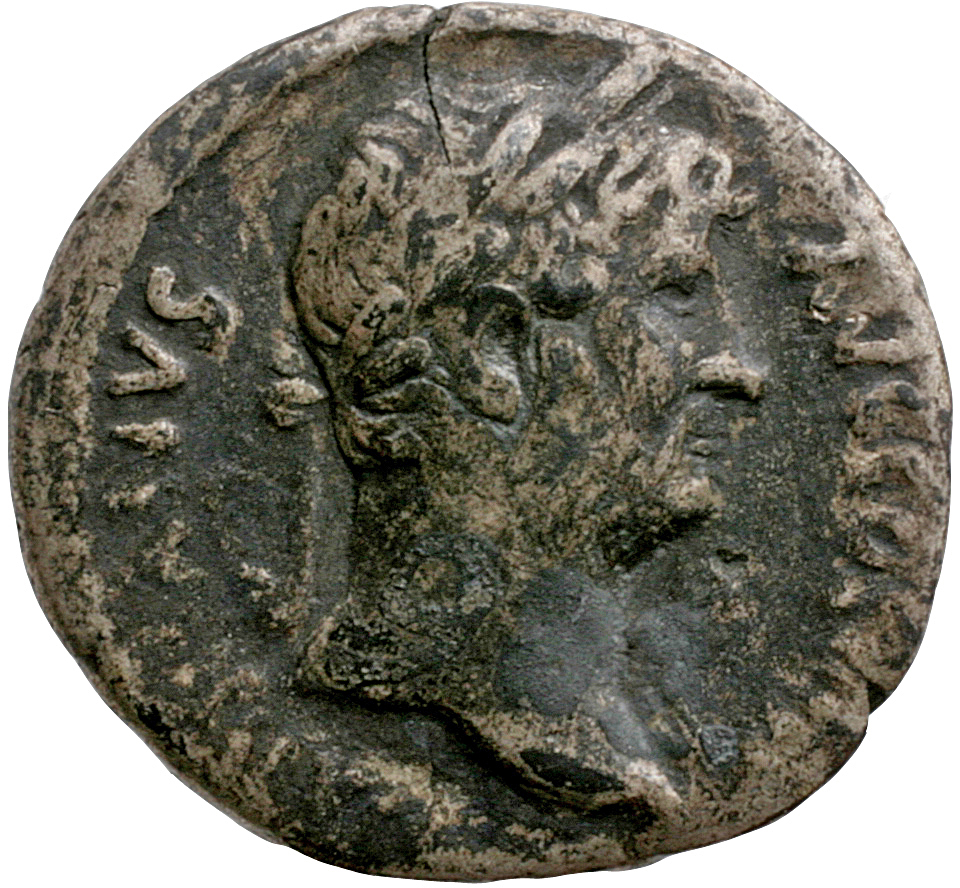 Hadrian obverse — Head of Hadrian, laureate, right