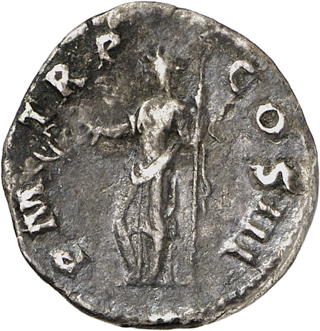 RIC II, Part 3 (second edition) Hadrian 225 Hadrian reverse, Pax standing left, holding branch and sceptre