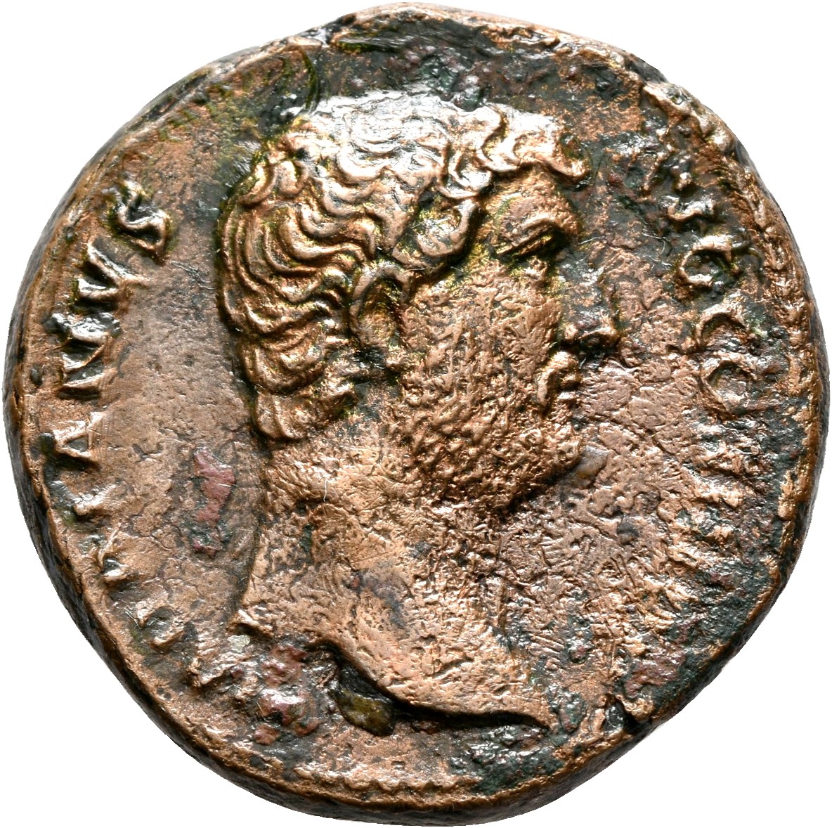 RIC II, Part 3 (second edition) Hadrian 2259 Hadrian obverse, Head of Hadrian, right
