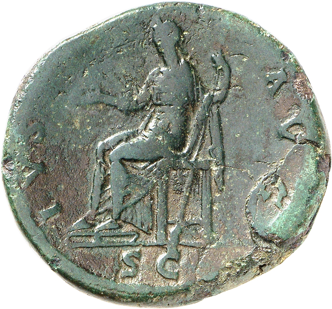 RIC II, Part 3 (second edition) Hadrian 2271 Hadrian reverse, Justitia seated left, holding patera and sceptre